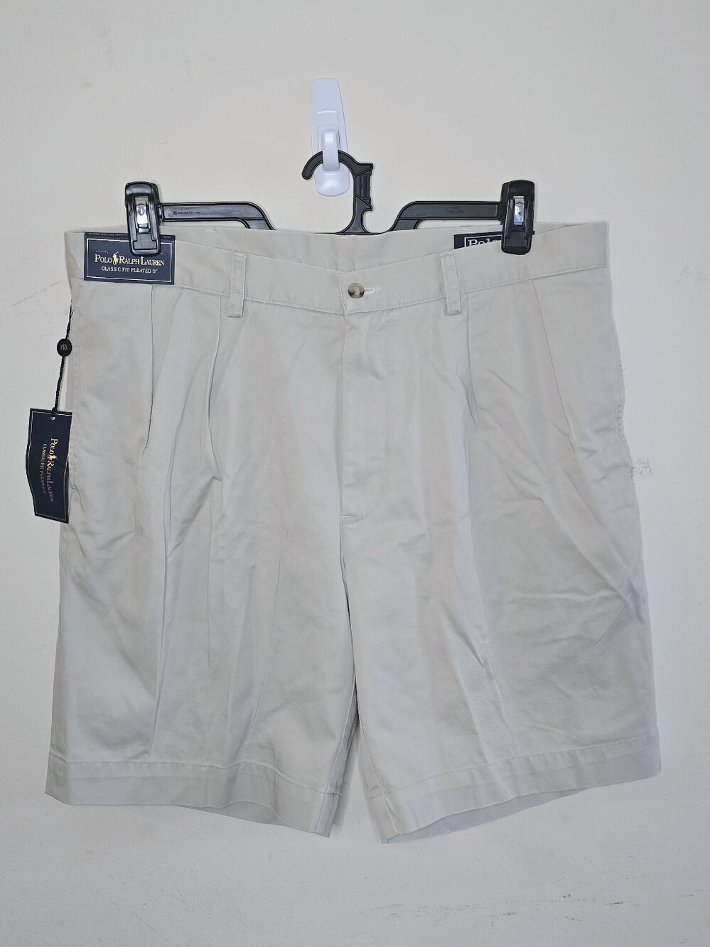 Polo Ralph Lauren Classic Fit Pleated 9" Shorts Men's Size 36 Tan Chino Preppy